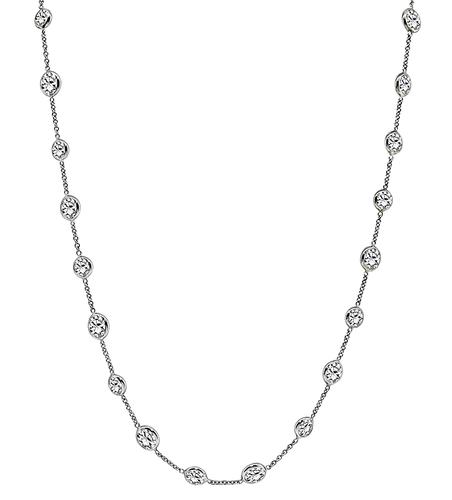 Round Cut Diamond 14k White Gold By The Yard Necklace