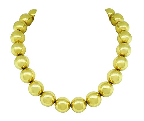 1950s 14k Yellow Gold Bead Necklace