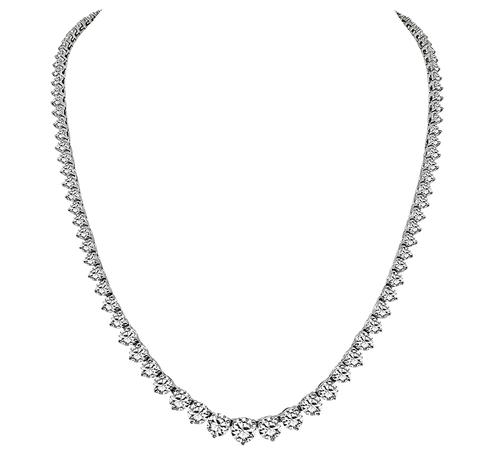 Round Cut Diamond 14k White Gold Tennis Necklace