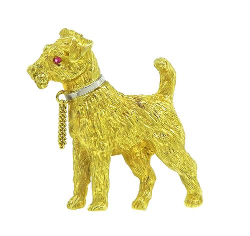 18k Yellow Gold Dog Pin