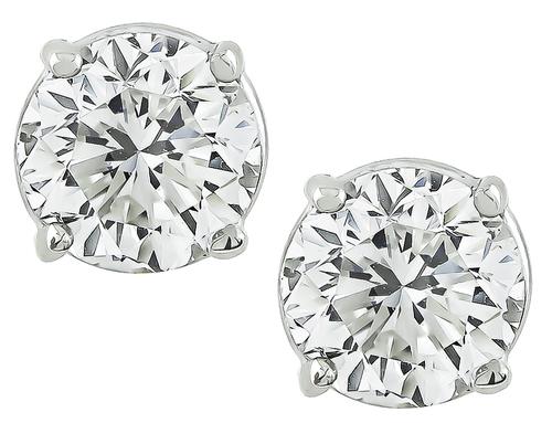 2.04cttw Round Cut Diamond 14k White Gold Studs Earrings