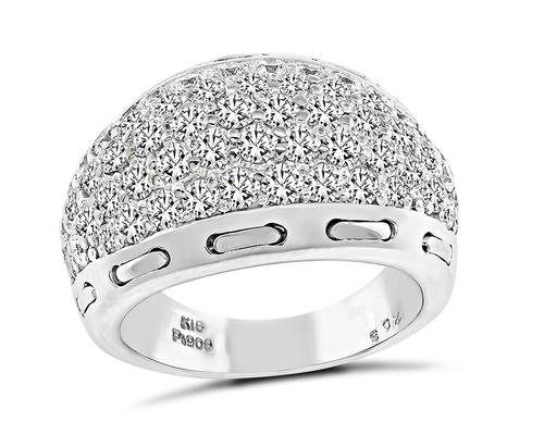 Round Cut Diamond Platinum and 18k White Gold Ring