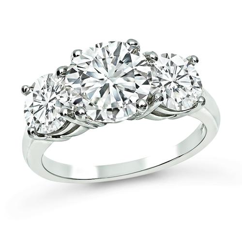 4.13cttw Round Cut Diamond Platinum Engagement Ring