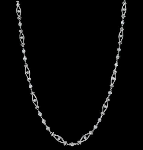 Round Cut Diamond Platinum By The Yard Necklace