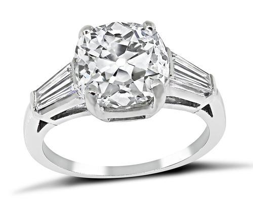 Cushion Cut Diamond Platinum Engagement Ring