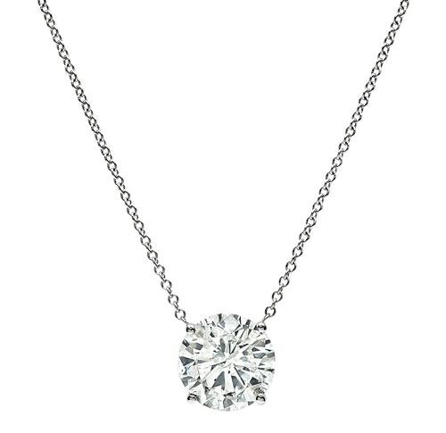Round Cut Diamond 14k White Gold Solitaire Necklace