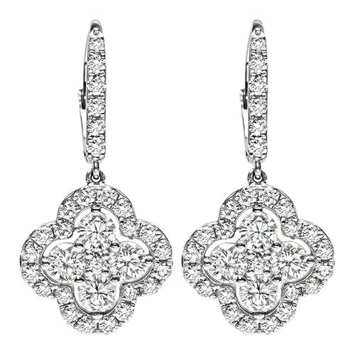 Round Cut Diamond Platinum Earrings