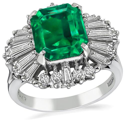 READY TO SHIP EMERALD BAGUETTE HALO COCKTAIL RING – SHAY JEWELRY