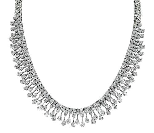 Pear and Round Cut Diamond 18k White Gold Necklace