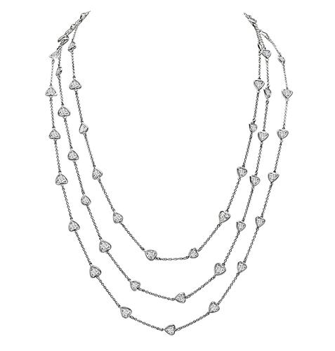 Heart Shape Diamond Platinum By The Yard Necklace