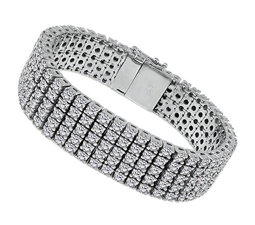 Round Cut Diamond 14k White Gold Bracelet