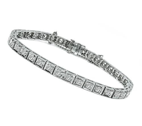 Round Cut Diamond Platinum Bracelet