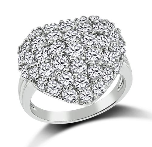 Round Cut Diamond Platinum Heart Ring
