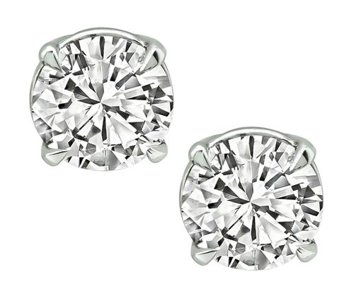 Round Cut Diamond 18k White Gold Studs Earrings