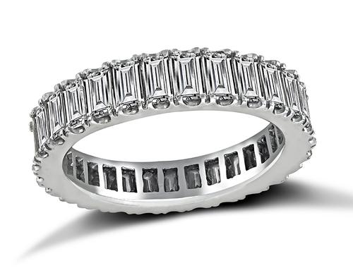 Baguette Cut Diamond 18k White Gold Eternity Wedding Ring