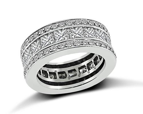 Princess and Round Cut Diamond 14k White Gold Wedding Band