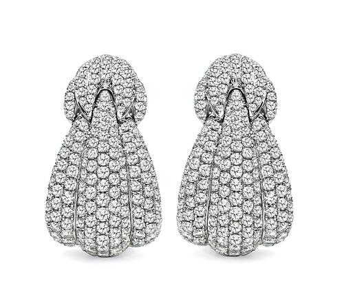 Round Cut Diamond 14k White Gold Earrings