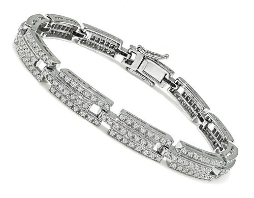 Round Cut Diamond 18k White Gold Bracelet