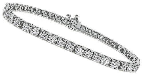 Round Cut Diamond 14k White Gold Tennis Bracelet