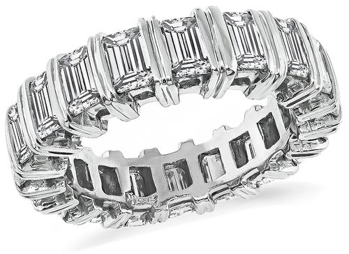 Emerald Cut Diamond Platinum Eternity Wedding Band