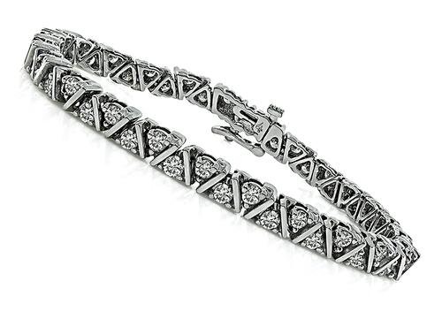 Round Cut Diamond 14k White Gold Bracelet