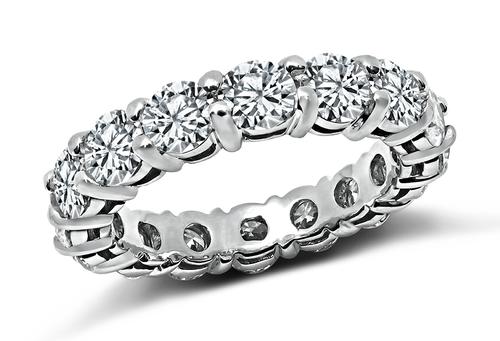 Round Cut Diamond 18k White Gold Eternity Wedding Band