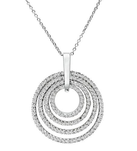 Round Cut Diamond 14k White Gold Pendant Necklace