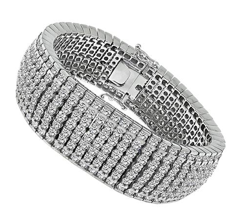 Round Cut Diamond 14k White Gold Bracelet