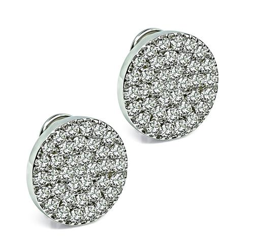 Round Cut Diamond 14k White Gold Earrings