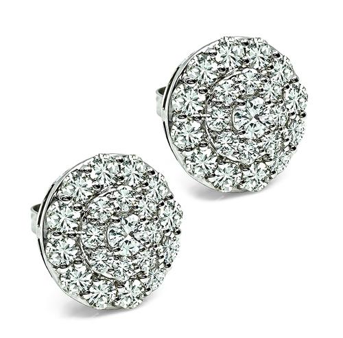 Round Cut Diamond 14k White Gold Earrings