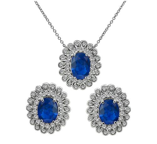 5.96ct Sapphire Diamond Earrings and Pendant Set Israel Rose