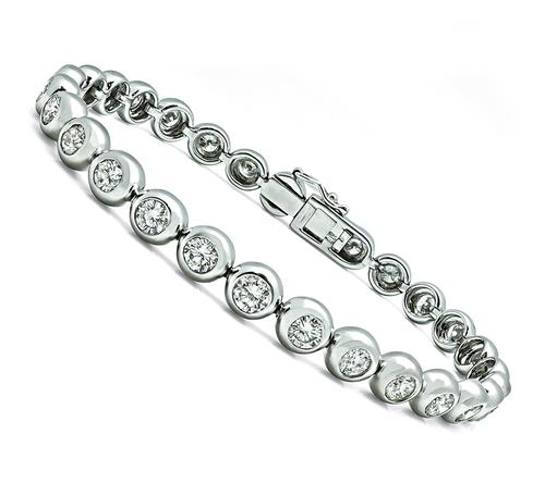 Round Cut Diamond 14k White Gold Tennis Bracelet