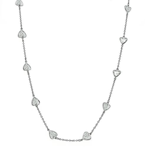 Heart Shape Diamond Platinum By The Yard Necklace