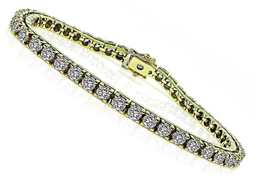 Round Cut Diamond 14k Yellow Gold Tennis Bracelet