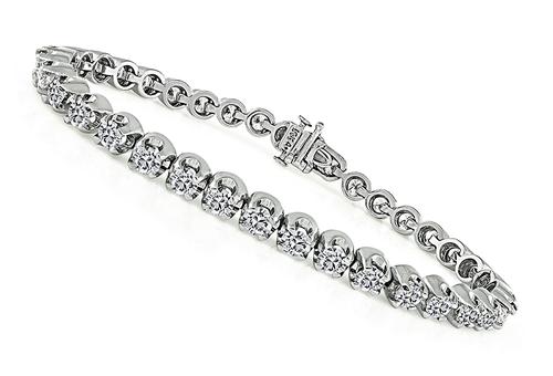 Round Cut Diamond 14k White Gold Tennis Bracelet