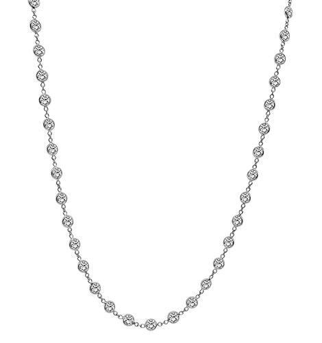 Round Cut Diamond 14k White Gold By The Yard Necklace