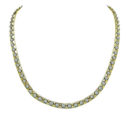 Round Cut Diamond 14k Yellow Gold Necklace