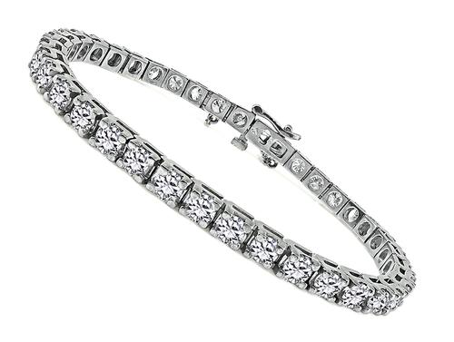 Round Cut Diamond 18k White Gold Tennis Bracelet