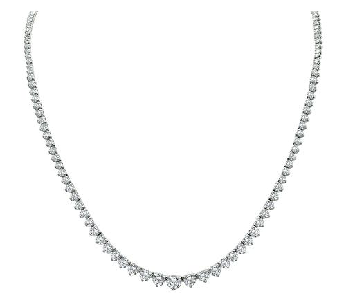 Round Cut Diamond 14k White Gold Tennis Necklace