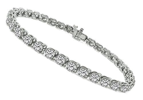 Round Cut Diamond 14k White Gold Tennis Bracelet