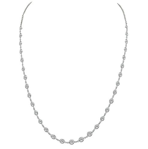 Round Cut Diamond 14k White Gold By The Yard Necklace