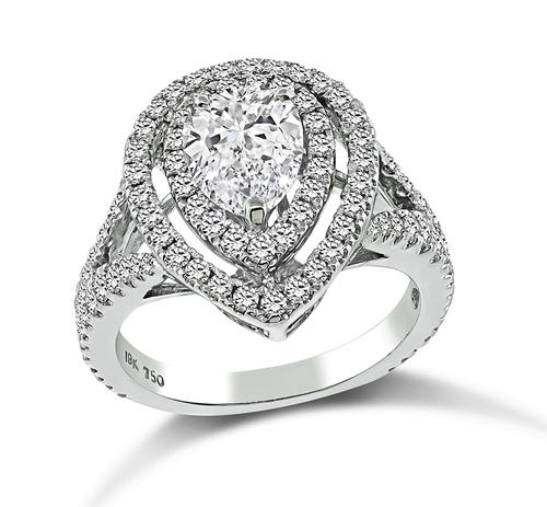 Pear Shape Diamond 18k White Gold Engagement Ring