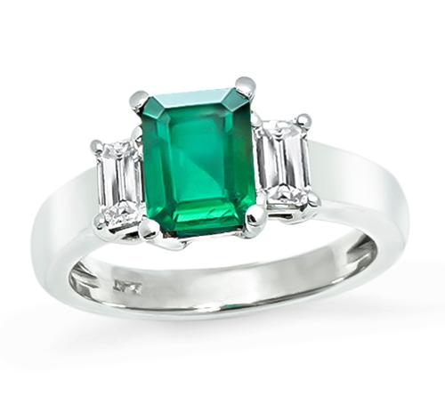 Emerald Cut Emerald Emerald Cut Diamond Platinum Engagement Ring