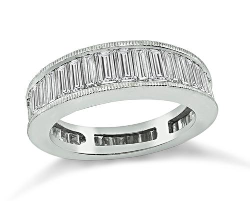 Baguette Cut Diamond 18k White Gold Eternity Wedding Band