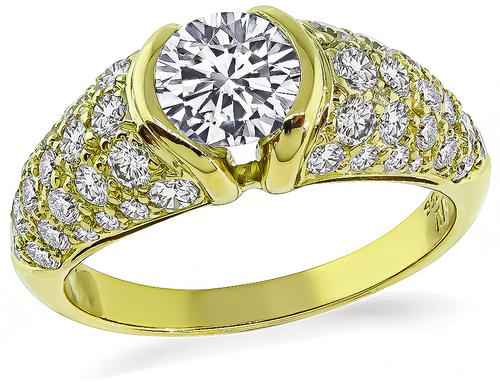 Round Brilliant Cut Diamond 18k Yellow Gold Ring by Bulgari