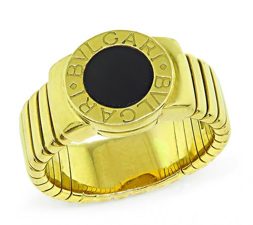 18k Yellow Gold Onyx Ring by Bvlgari