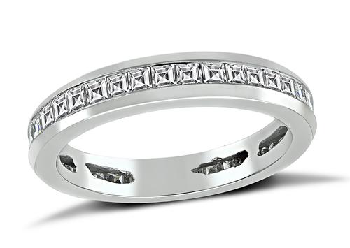 Carre Cut Diamond Platinum Eternity Wedding Band