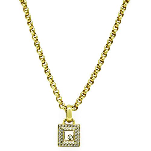 Round Cut Diamond 18k Yellow Gold Pendant Necklace by Chopard