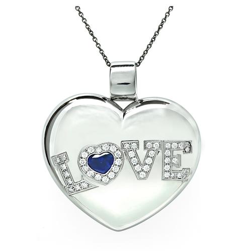 Round Cut Diamond 18k White Gold Heart Pendant by Chopard