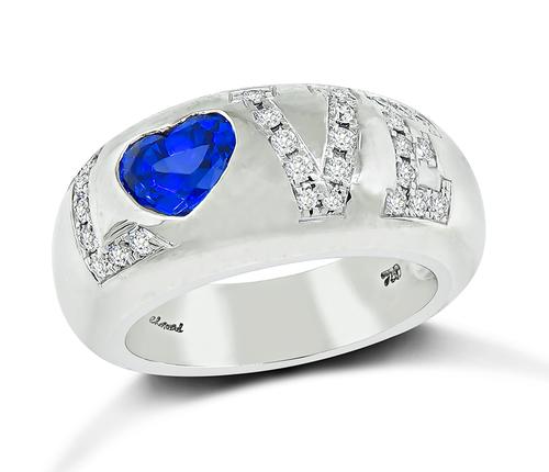 Round Cut Diamond Heart Shape Tanzanite 18k White Gold Love Ring by Chopard